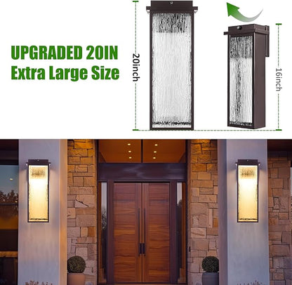 2 Packs Dusk to Dawn LED Outdoor Light 20" Extra Large , Oil Rubbed Bronze Modern Exterior Lighting Fixtures, Outside Porch Lights Wall Mount, Mid-Century Brown Wall Lantern Patio Sconce Lamp