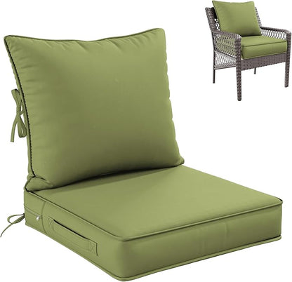 Premium Outdoor Seat Cushion Chair Cushions for Patio Furniture 22 L X 22 W X 4 H Waterproof & Fade Resistant Deep Seat and Backrest Cushion Set with Removable Covers for Chair, Sofa