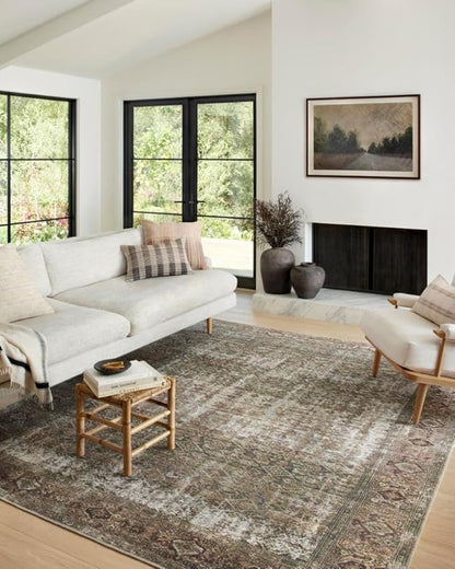 Loloi Amber Lewis Georgie Collection GER-07 Moss/Salmon 2'-6" x 9'-6", .19" Pile Height, Runner Rug