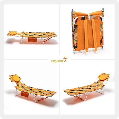 SUNNYFEEL Lay Flat Tanning Chair with Face Down Hole & Arm Slots, Backpack Beach Lounge Chair, 5-Position Folding Sunbathing Chair, 300 LBS Heavy Duty, 72" L x 22" W for Beach, Pool, Camping
