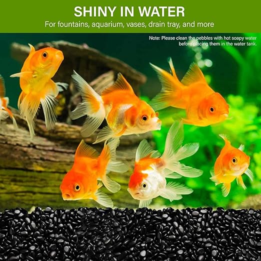 NUPICK 6lb River Rocks for Plants Indoor, 3/8 Inch Black Pebbles for Vases Fillers, Decorative Pea Gravel for Fish Tank, Natural Polished Stones for Succulent, Bonsai, Landscaping, Bird Baths