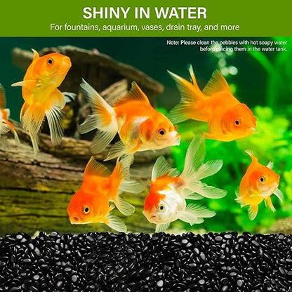 NUPICK 6lb River Rocks for Plants Indoor, 3/8 Inch Black Pebbles for Vases Fillers, Decorative Pea Gravel for Fish Tank, Natural Polished Stones for Succulent, Bonsai, Landscaping, Bird Baths