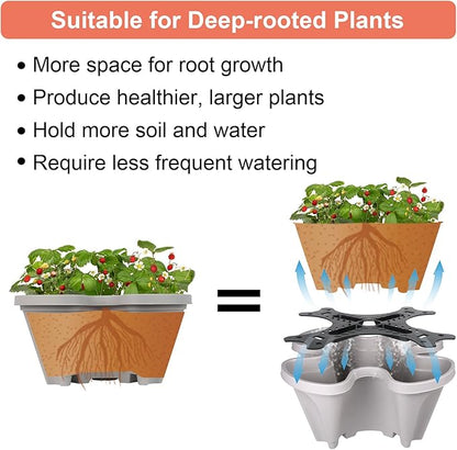GameXcel Vertical Planter 6 Tier Stackable Planters Garden Planters Strawberry Herb Flower and Vegetable Planter Indoor Outdoor Gardening Pots with Removable Wheels and Tools