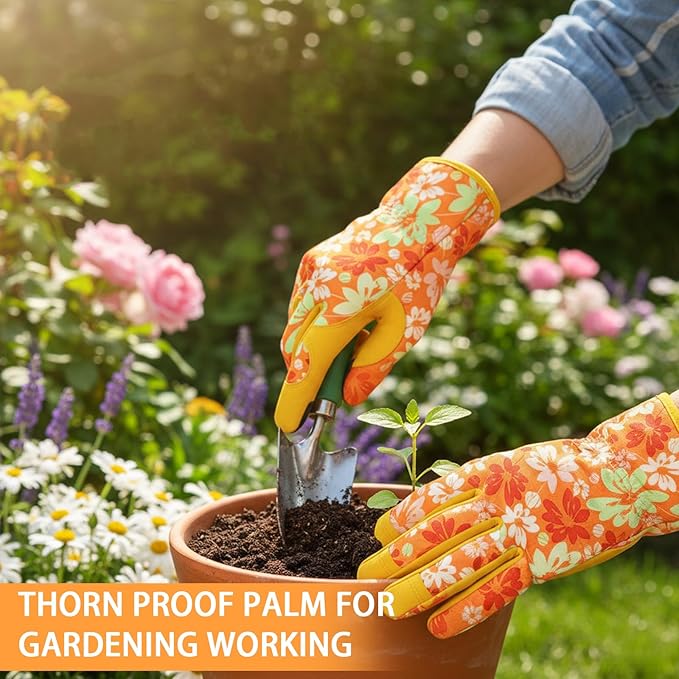 Leather Gardening Gloves for Women Thorn Proof Garden Gloves Touch Screen Working Gloves Gifts,M