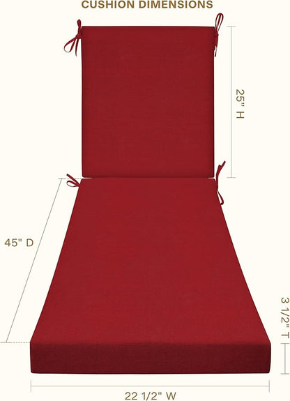 Honeycomb Outdoor Heritage Chaise, 22.5" W x 70" L, Textured Solid Imperial Red Chair Cushion for Patio Furniture