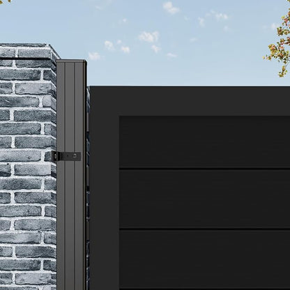 6ft x 4ft Aluminum Alloy Privacy Gate - Outdoor Metal Garden Gate with Lockable Knob,Full Enclosure Security Gate, Design for Patio, Yard & Backyard, Easy Installation Without Posts