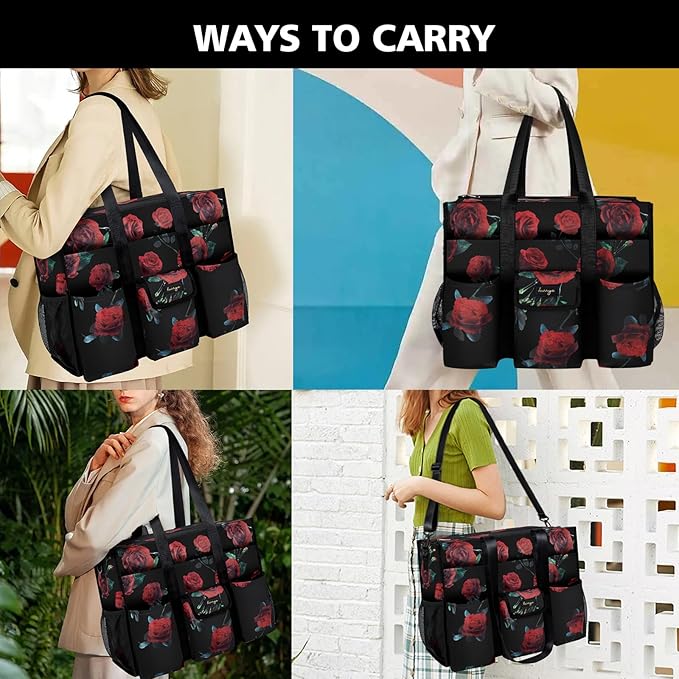 Utility Tote - Water Resistant with 19 Exterior/Interior Pockets - Large Women/Teacher/Work Bag