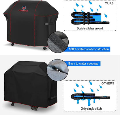 Comnova Grill Cover 58 Inch - 600D BBQ Gas Grill Cover Waterproof Heavy Duty, Premium Barbecue Covers for Weber Genesis 300 Series Grill, Char-Broil, Monument, Brinkmann, Dyna-glo, Nexgrill and More