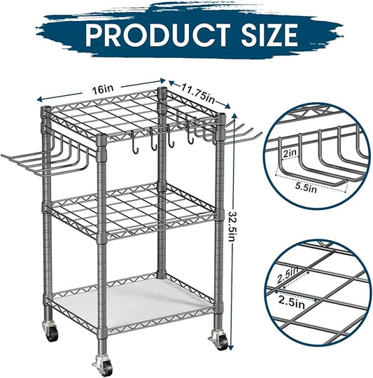 T1 Garden Tool Organizer（with Lockable Wheels） Storage UP to 50 Tools Heavy Duty 7-Tier Over The Toilet Storage（with Basket and Paper Hook） with Adjustable Feet