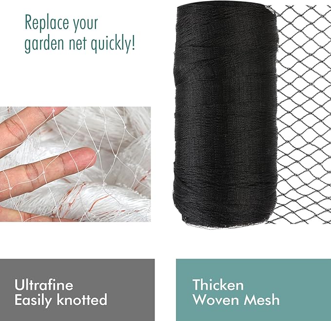 Bird Netting for Garden, Fetanten 26 x 50 FT Netting for Garden Protection Vegetables Fruit Trees Blueberry from Birds Deer Poultry, Heavy Duty Woven Mesh Net Animal Fencing with Ties and Staples