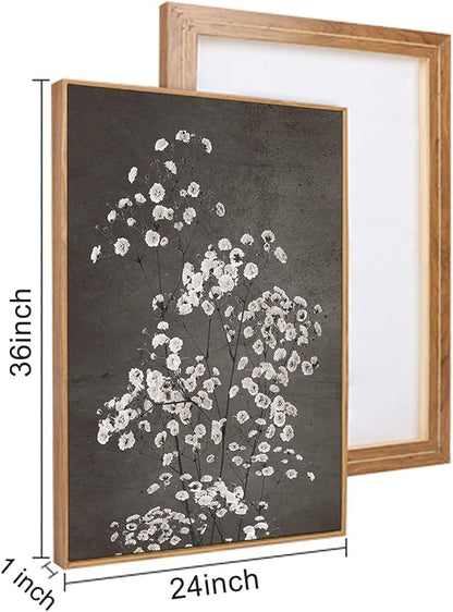 FWIEXA Neutral Floral Wall Art of 3, Framed Beige Botanical Canvas Prints, Minimalist Wildflower Wall Decor, Large Modern Plant Painting, 24x36 Inches Artwork for Living Room, Bedroom, Office, Home