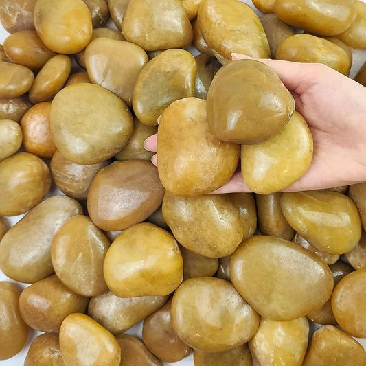 FANTIAN 5 lbs Yellow River Rocks, 2-3 Inch Large Pebbles for Indoor Plants, Decorative Rocks Stones for Landscaping, Vases, Aquariums, Fountains, Pathways, Backyard and Garden