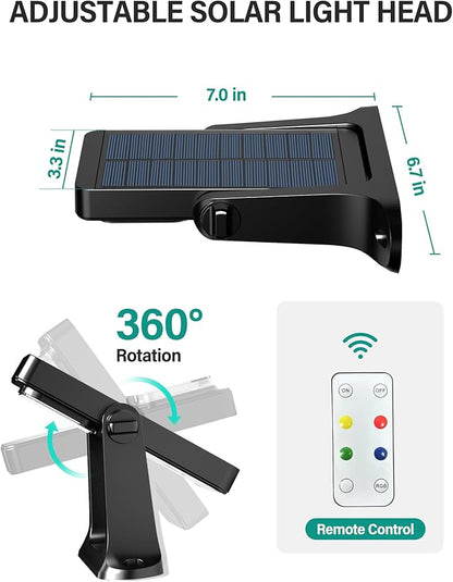 COXSENI Solar Wall Lights Outdoor with Remote Control, Large Battery, 6 Color Modes, Warm/Cool White, RGB, IP65 Waterproof 360° Adjustable Angle for Fence Porch Yard Deck Step, 4 Pack
