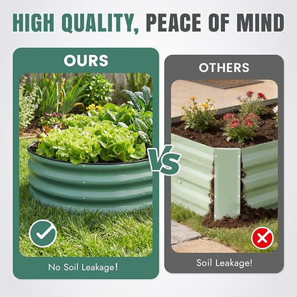 INNO STAGE Galvanized Raised Garden Bed, 6x3x1FT Oval Metal Raised Garden Beds for Vegetables, Rust-Resistant & Easy Assembly, Outdoor Planter Box for Gardening, Flowers, Herbs (Green)