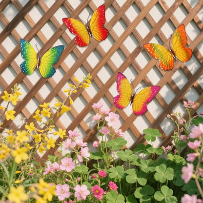 dreamskip Metal Butterfly Wall Decor Art, 4 Pack Colorful Metal Butterflies Outdoor Wall Art, Hand Painted Outdoor Wall Decor For Garden, Yard, Fence, Patio, Living Room, Bedroom Decoration