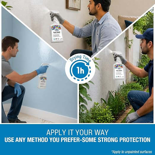 Rain Guard Paint Sealer Spray 16 oz | Ready to Use | Protects Painted Concrete, Wood, Stone | Silane/Siloxane Acrylic Waterproofer | UV Resistant | Fast Drying | Semi-Satin Finish
