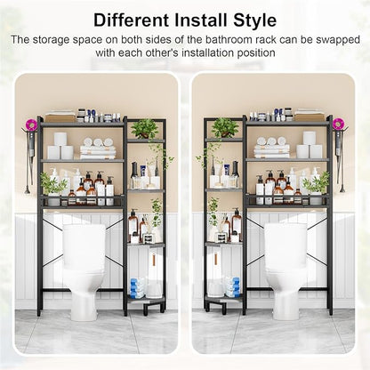 T1 Garden Tool Organizer（with Lockable Wheels） Storage UP to 50 Tools Heavy Duty 7-Tier Over The Toilet Storage（with Basket and Paper Hook） with Adjustable Feet