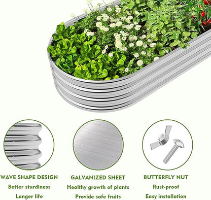 2-Pack Metal Raised Garden Bed, 4x2x1ft Galvanized Planter Box for Outdoor Vegetables & Flowers, Corrosion-Resistant Raised Garden Beds Outdoor with Open-Bottom Design, Lead-Free Herb Garden Planter