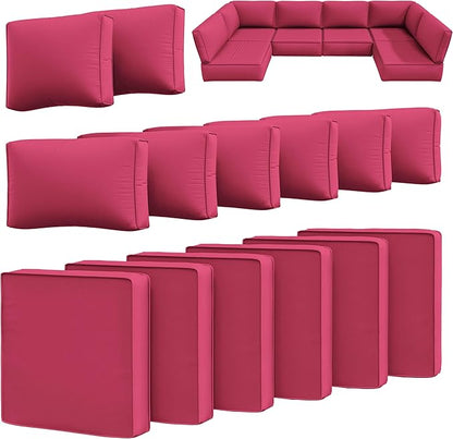 14 Pcs Outdoor Cushion Slipcovers Patio Cushion Covers Replacement Waterproof with Zipper for Outdoor Furniture, Patio Sofa Couch 3 Sizes, Covers Only
