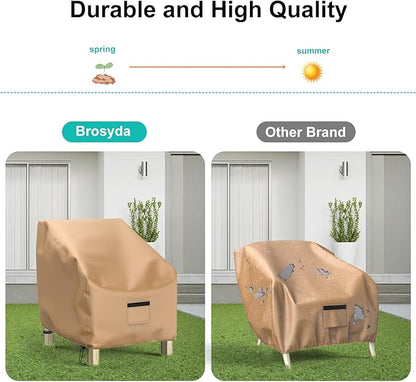Patio Chair Covers for Outdoor Furniture Waterproof 2 Pack, Lawn Chair Covers 600D Heavy Duty Oxford Cloth, Large Covers for Lounge Lawn Deep Seat 31" W x 33" D x 36" H-Brown