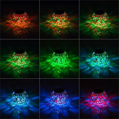 Solar Glass Ball Light Mosaic Jar Lights,Color Changing Globe Table Lamp Waterproof LED Night Light for Garden Patio Party Yard Outdoor Indoor Decorations (Ball)
