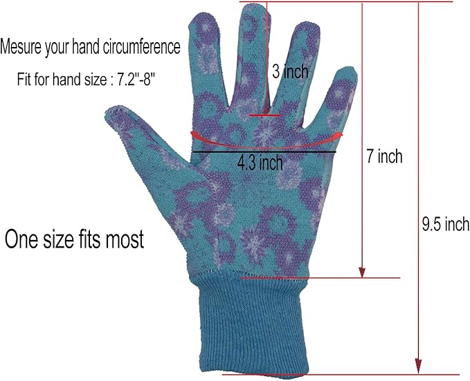 HANDLANDY 4 Pairs Women Garden Gloves, Cotton Ladies Soft Jersey Gardening Gloves with PVC Dots, Floral Yard Work Gloves