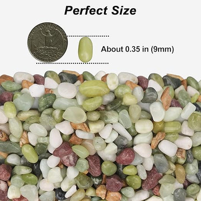 Decorative Ornamental Pebbles,Landscaping Pebbles,River Rocks,Garden Landscaping Stones,Gravel Filler for Home Decoration Flower Bed Fish Tank Plants Vases Succulents (1, Green, 10 Pounds)
