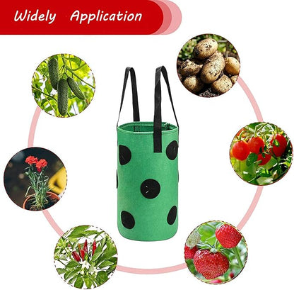 Upside Down Tomato Planter-3 Gallon Hanging Strawberry Planter Durable Aeration Fabric Grow Bags for Vegetables (Set of 3- Red，Green and Black)