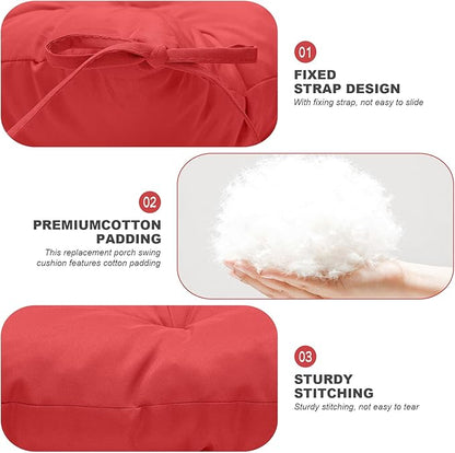 Porch Swing Cushions,Outdoor Cushions 3 Seater Replacement with Backrest, Waterproof Thickened Bench Cushion with Ties for Porch, Patio,Outdoor, Backyard and Garden (Red 40 * 40 in)