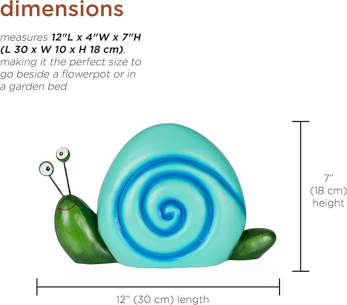 Alpine Corporation 7" Tall Outdoor Swirl Snail Statue Whimsical Accent, Weatherproof Garden Decor, Blue