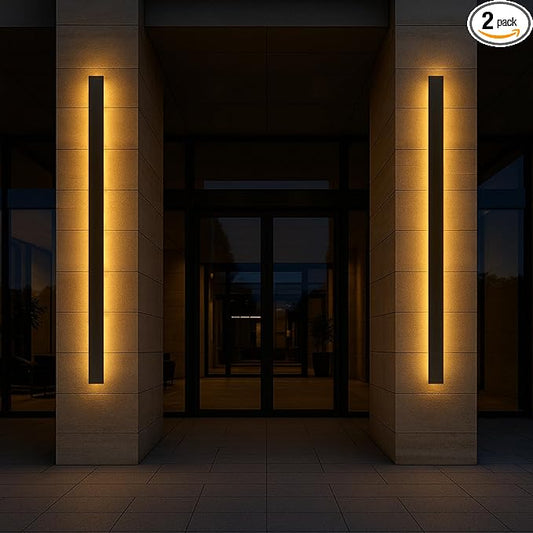 Modern Outdoor Wall Lights 92.5 Inch, 3000K Linear Exterior Wall Light Wall Mount, IP65 Waterproof Long Wall Sconce Light for Front Door, Garage (2 Pack, Black)