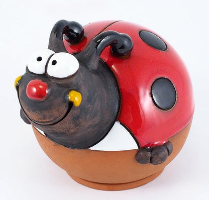 Ceramic Garden Decor - Ladybird Lawn stake - Outdoor statue - Perfect, unique gifts for gardeners woman, men, yard gifts - Handmade, Frostproof