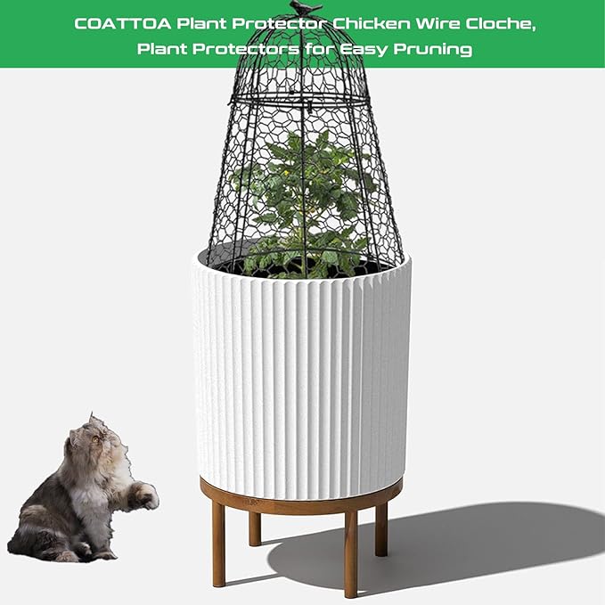 COATTOA Plant Protector Chicken Wire Cloche 8 PCS, Plant Protectors from Animals, 18.7×12 Inch Large Garden Cloches for Plants, Sturdy 2-in-1 Cloche Dome for Plants, Plant Protectors for Easy Pruning