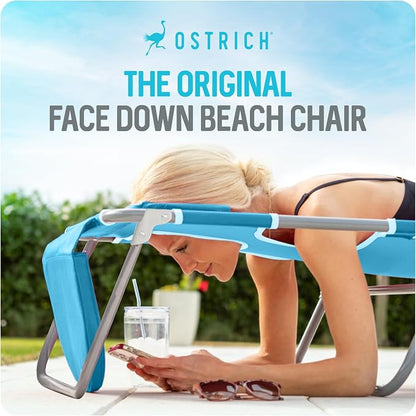 Ostrich the Backpack 3N1 Portable Chair with Cooler Bag and Reclining Lounger for Tanning, Camping, Beach, and Outdoor Essential, Light Blue