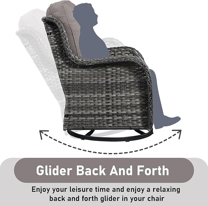 Wicker Patio Furniture-7 Pieces Rattan Patio Furniture Set Outdoor Patio Couch with Swivel Patio Chairs Ottomans and Coffee Table for Deck Poolside Backyard-Grey/Grey