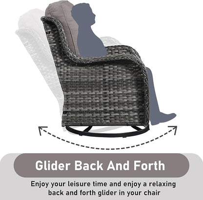 Wicker Patio Furniture-7 Pieces Rattan Patio Furniture Set Outdoor Patio Couch with Swivel Patio Chairs Ottomans and Coffee Table for Deck Poolside Backyard-Grey/Grey