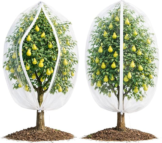 Fruit Tree Netting Cover with Zipper & Drawstring, 2 Packs 10ft x 10ft Insect Bird Barrier Netting for Garden Protection, Ultra Fine Mesh Garden Netting Pest Barrier, Extra Large