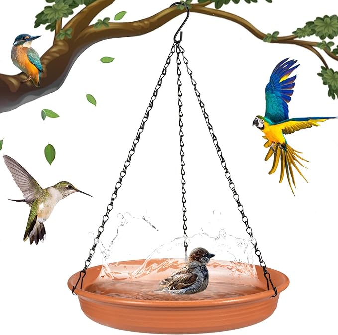 Hanging Bird Bath Hanging Bird-Feeder - CARGEN Garden BirdBath Tray Wildlife Feeder Plate Water Bowl or Water Bowl for Outdoors Garden Patio Decoration