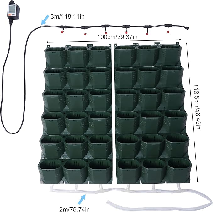 Garden Growing System, Vertical Self Watering Wall-Mounted Planters, Outdoor Hanging Grow Bags 36 Pockets, for Home Balcony Decoration