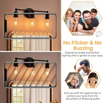 Brightever Warm Light Bulbs 60 Watt Equivalent, 2200K Amber Light Vintage Dimmable LED Edison Bulb, 850LM, 90+CRI, 7W ST58 E26 Bulb, Clear Glass Antique Decorative Lightbulbs for Room, 6-Pack
