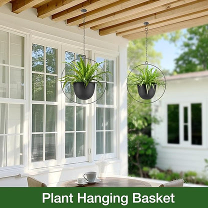 Metal Hanging Planters, Indoor and Outdoor Hanging Planter, Wall Planters with Mid Century Holder, Extra Chain, Hooks for Modern Home Décor