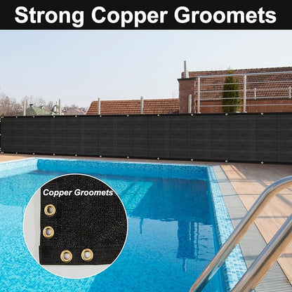 SPORTYOUTH 3ft x 50ft Fence Privacy Screen, Heavy Duty 150 GSM Fencing Mesh Shade Cover Windscreen with Brass Grommets for Outdoor Wall Deck Garden Backyard Porch, Cable Zip Ties Include, Black