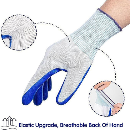 48 Pairs Gardening Gloves for Men and Women, Breathable Rubber Coated Safety Work Gloves Bulk for Construction, Yard, Garden, Lawn, Outdoor (Black & Blue)