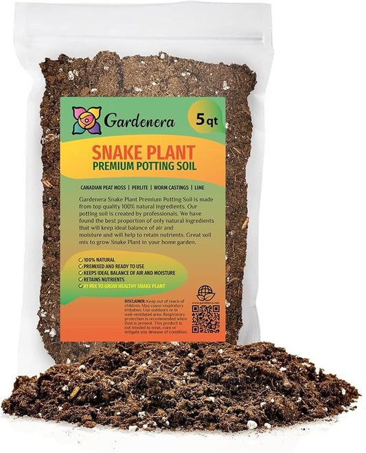 Gardenera RA Premium Snake Plant Potting Soil Mix, Green Sansevieria Trifascatia Zeylanica Plants, Plant or Re-Pot Your Snake Plant - (5 Quart Bag), (SNAKE-PLANT-5QT)