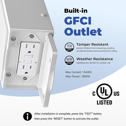 White Dusk to Dawn Outdoor Lighting with GFCI Outlet, Exterior Light Fixtures with Bubble Glass, Modern Outside Lights Wall Mount for House Patio Garage, Aluminum Waterproof Anti-Rust