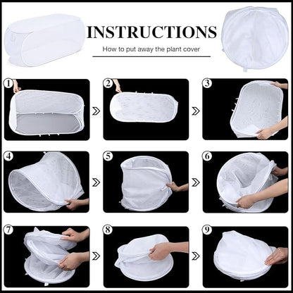 4 Pcs 39" x 18" x 16" Pop up Garden Mesh Plant Cover Outdoor Plant Protector Garden Row Raised Bed Cover with Ground Nails Crop Cage Net for Seedlings Vegetable Fruit Herbs (White)