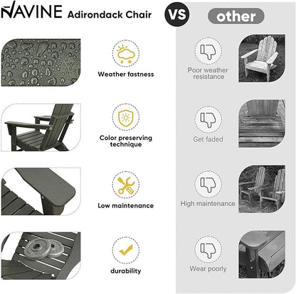 Adirondack Chair, HDPE Folding Adirondack Chair with Multifunctional Cup Holder, Weather Resistant Fire Pit Chair for porches, patios, patios, poolsides, Decks.