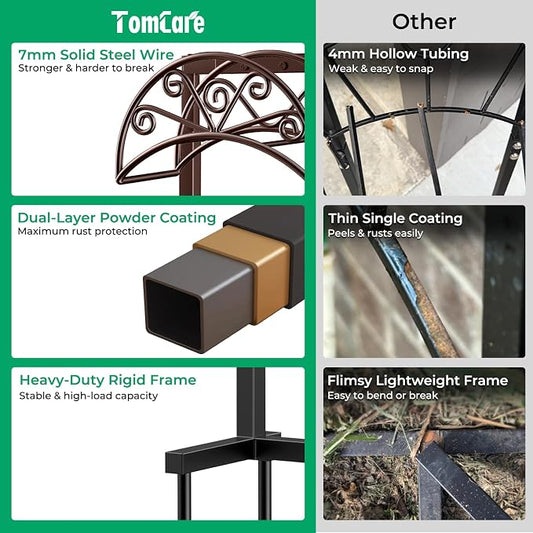 TomCare Garden Hose Holder Heavy Duty Water Hose Holder Holds 160 FT Hoses 4 Spikes Hose Reel Freestanding Hose Hanger Sturdy Hose Storage Stand for Outside Yard Lawn