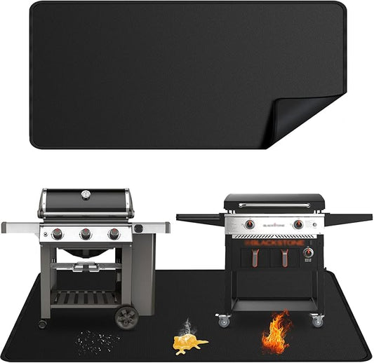 100x39 inches Extra-Large Under Grill Mats for Outdoor Grill, Double-Sided Fireproof Protective Mat, Oilproof Waterproof BBQ Fire Pit Fireplace Mat