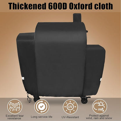 QuliMetal Grill Cover for Pit Boss Platinum Laredo 1000 Wood Pellet Grills, PB1000PL - 600D Heavy Duty Waterproof Fade Resistant Pit Boss Laredo 1000 Grill Cover with Elastic Drawstrings&Zipper Design